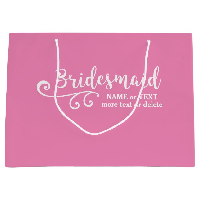 Brautjungfer Hochzeitsgeschenk Name oder Monogramm Große Geschenktüte (Vorderseite)