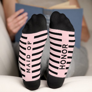 Brautjungfer Hochzeitsgesellschaft Pink und Schwar Socken