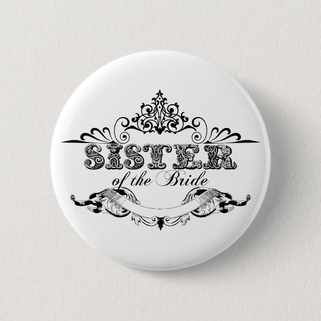 Brautjungfer im Vintage-Rahmen Hochzeitsgesellscha Button (Vorderseite)