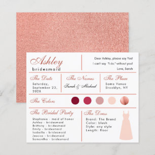 Brautjungfer Informationskarte Rose Gold Rosé Pink