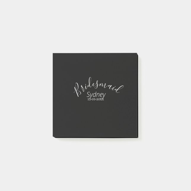 Brautjungfer Junggesellinnenabschied Name modern  Post-it Klebezettel (Vorderseite)