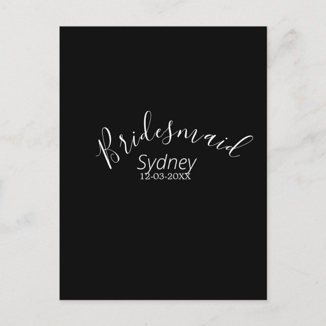 Brautjungfer Junggesellinnenabschied Name modern  Postkarte (Vorderseite)
