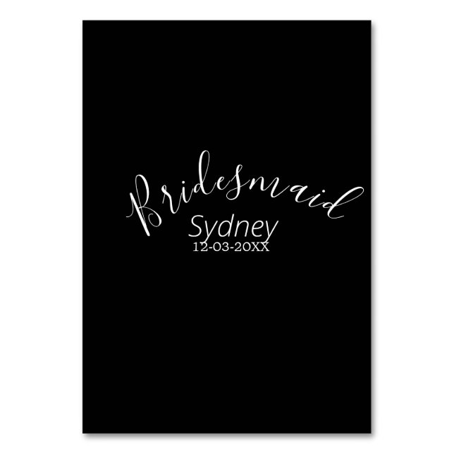 Brautjungfer Junggesellinnenabschied Namen modern  Tischnummer (Vorderseite)