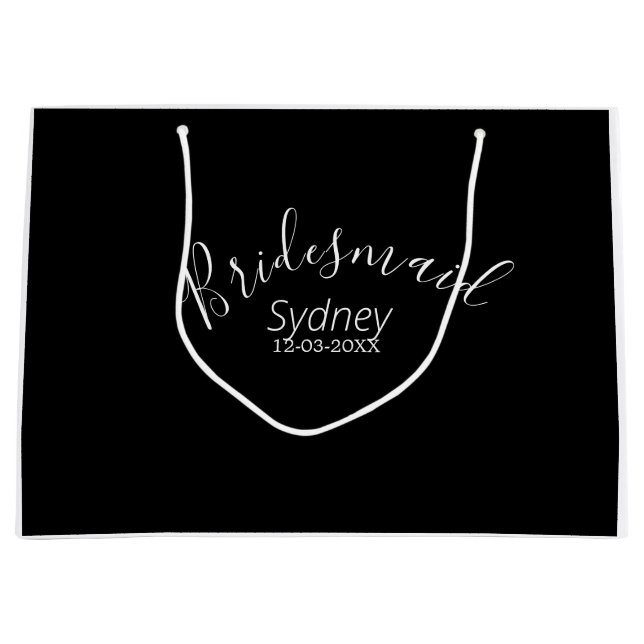 Brautjungfer Junggesellinnenparty Name modern  Große Geschenktüte (Vorderseite)