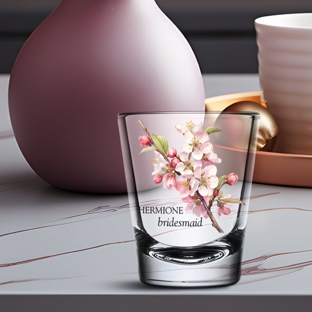 Brautjungfer Kirschblüte Schnapsglas (Bridesmaid shot glass from the Cherry Blossom wedding collection by Darling & May)