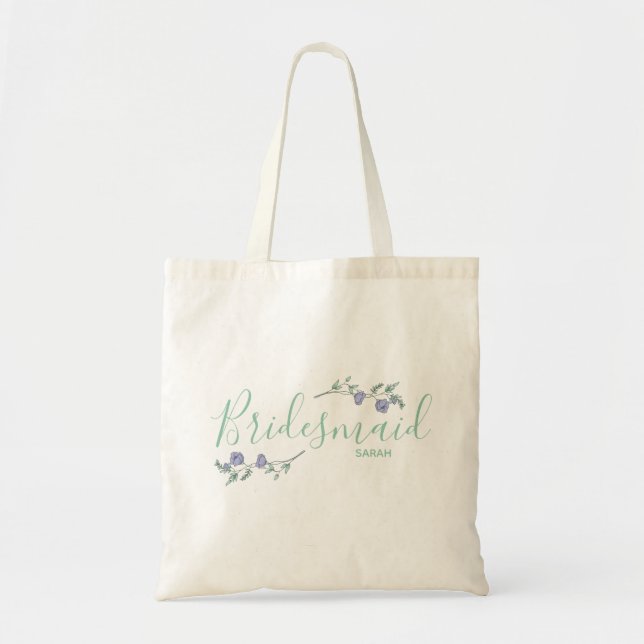 Brautjungfer, Lavendel u. weise BlumenTasche Tragetasche (Vorne)