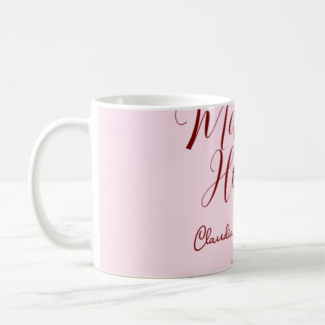 Brautjungfer lila name datum rosa pastel bräute kaffeetasse (Links)