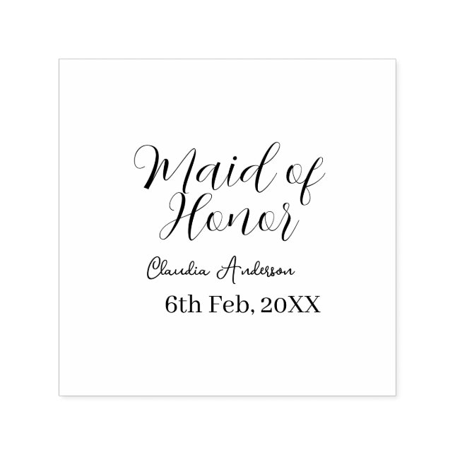 Brautjungfer lila name datum rosa pastel bräute permastempel (Design)