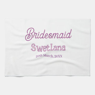 Brautjungfer lila rosa Name Datum Ehrenbrautjungfe Geschirrtuch