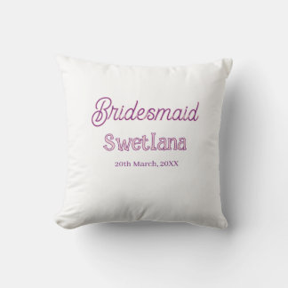 Brautjungfer lila rosa Name Datum Ehrenbrautjungfe Kissen