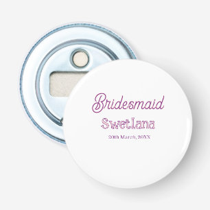 Brautjungfer lila rosa Name Datum Ehrenjungfer Flaschenöffner