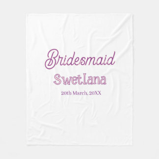 Brautjungfer lila rosa Name Datum Ehrenjungfer Fleecedecke