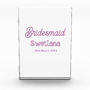 Brautjungfer lila rosa Name Datum Ehrenjungfer Fotoblock
