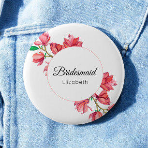 Brautjungfer Magnolie Rosa Weiß Button