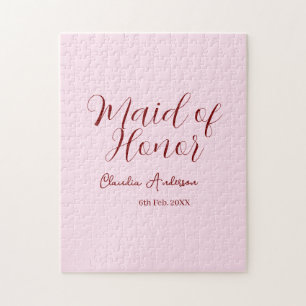 Brautjungfer mauve name datum pink pastell hochzei puzzle