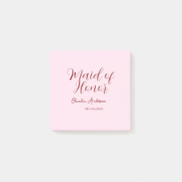 Brautjungfer mauve name datum rosa pastel bräute post-it klebezettel