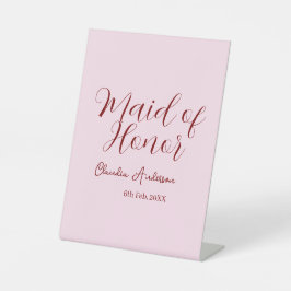 Brautjungfer mauve name datum rosa pastel bräute sockelschild