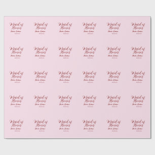 Brautjungfer mauve Name Datum rosa Pastell Braut Geschenkpapier