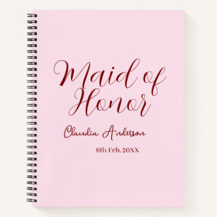 Brautjungfer mauve Name Datum rosa Pastell Braut Notizbuch