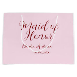 Brautjungfer Mauve Name Datum Rosa Pastell Bräute Große Geschenktüte
