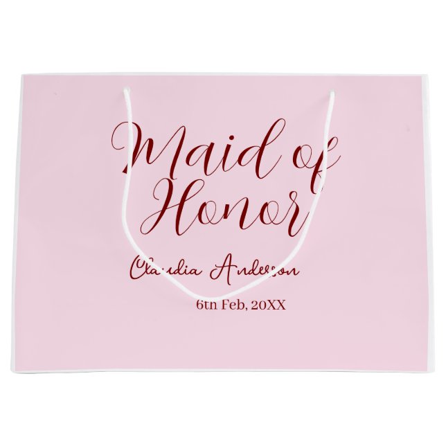 Brautjungfer Mauve Name Datum Rosa Pastell Bräute Große Geschenktüte (Vorderseite)