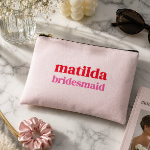 Brautjungfer Minimal Rot und Rosa Junggesellinnena Zubehörtasche