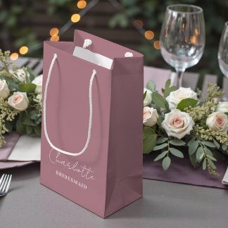 Brautjungfer Minimalist Schrift | Staubrose Kleine Geschenktüte