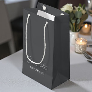 Brautjungfer Minimalistische Schrift Davy Grey Kleine Geschenktüte