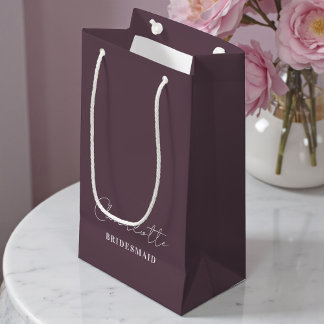Brautjungfer | Minimalistische Schrift Purpur-Taup Kleine Geschenktüte