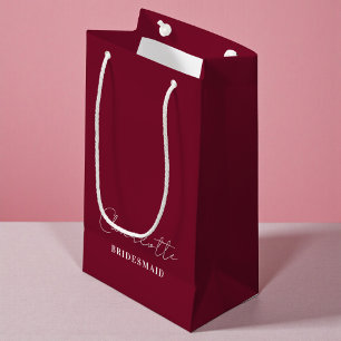 Brautjungfer   Minimalistisches Skript Burgund Kleine Geschenktüte