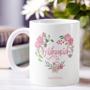 Brautjungfer mit floralem Hochzeitsmotiv Kaffeetasse