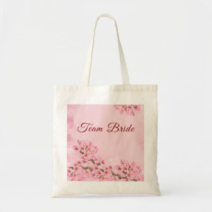 Brautjungfer mit rosa Kirschblüten Tragetasche