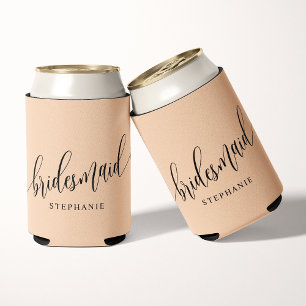 Brautjungfer Modern Script Soft Peach Dosenkühler