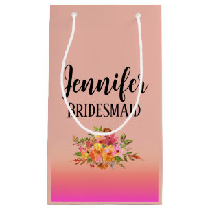 Brautjungfer Moderne Blumen Personalisiert Kleine Geschenktüte