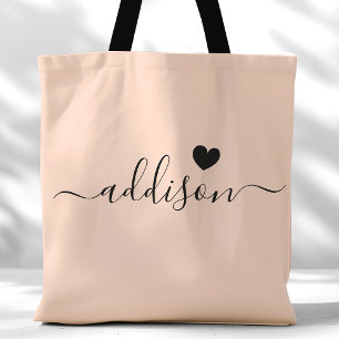 Brautjungfer Moderne Schrift Herz Pfirsich Beige