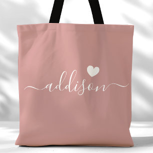 Brautjungfer Moderne Schrift Herz Staubige Rose