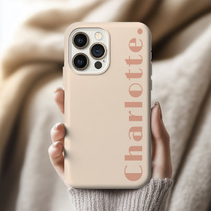 Brautjungfer Moderne Schrift Name Blass-Orange B iPhone 15 Pro Hülle