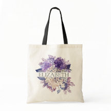Brautjungfer-Monogramm-Name in Violett und Weiß Bl