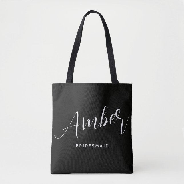 Brautjungfer Name große Tasche mit modernem Schrif (Vorderseite)
