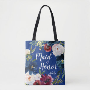 Brautjungfer Navy Burgund Blumenkranz Tote Ba