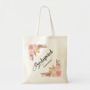 Brautjungfer Pampasgras rose gold Blumen Hochzeit Tragetasche