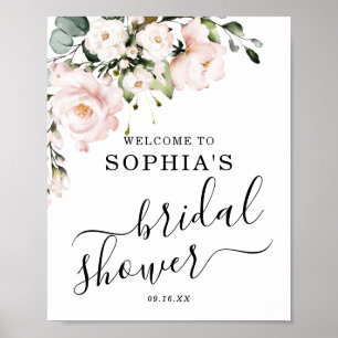 Brautjungfer-Party-Willkommensschild Blush Rose Fl Poster