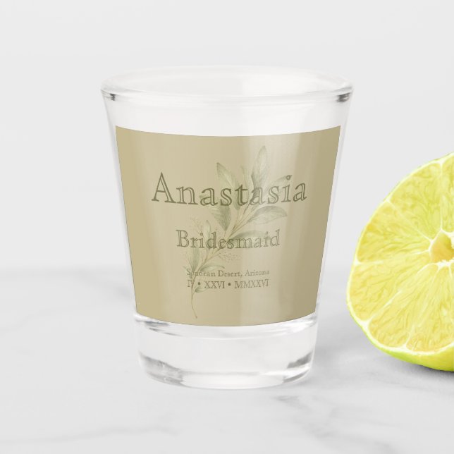 Brautjungfer Personalisiertes Schnapsglas (Vorderseite)