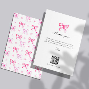 Brautjungfer-Pink-Bow-Koquette-Hochzeitsdusche Ben Dankeskarte