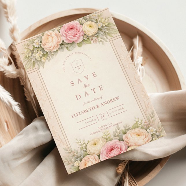 Brautjungfer-Ranunculus-Rosengarten-Hochzeit Save The Date (Von Creator hochgeladen)