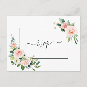 Brautjungfer-Rosa-Blüten-Hochzeits-RSVP Einladungspostkarte