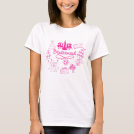 Brautjungfer Rosa Doodle Skizze Hochzeitsbilder T-Shirt
