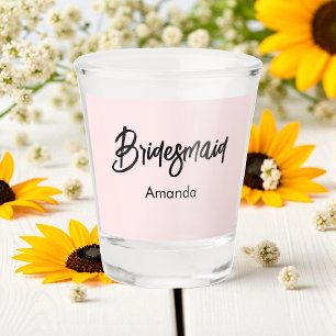 Brautjungfer-Rosa Kalligrafie-Schrift  Schnapsglas