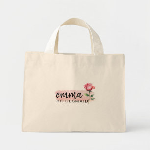 Brautjungfer Rosa-Rosen-Tasche – Anpassbares Gesch Mini Stoffbeutel