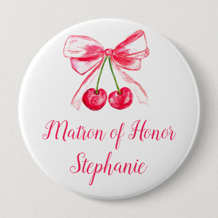 Brautjungfer Rosa Schleife Coquette Hochzeit Button